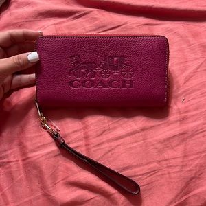 Coach C5889 Long Zip Around Horse & Carriage Wallet Bright Violet Multi NWOT